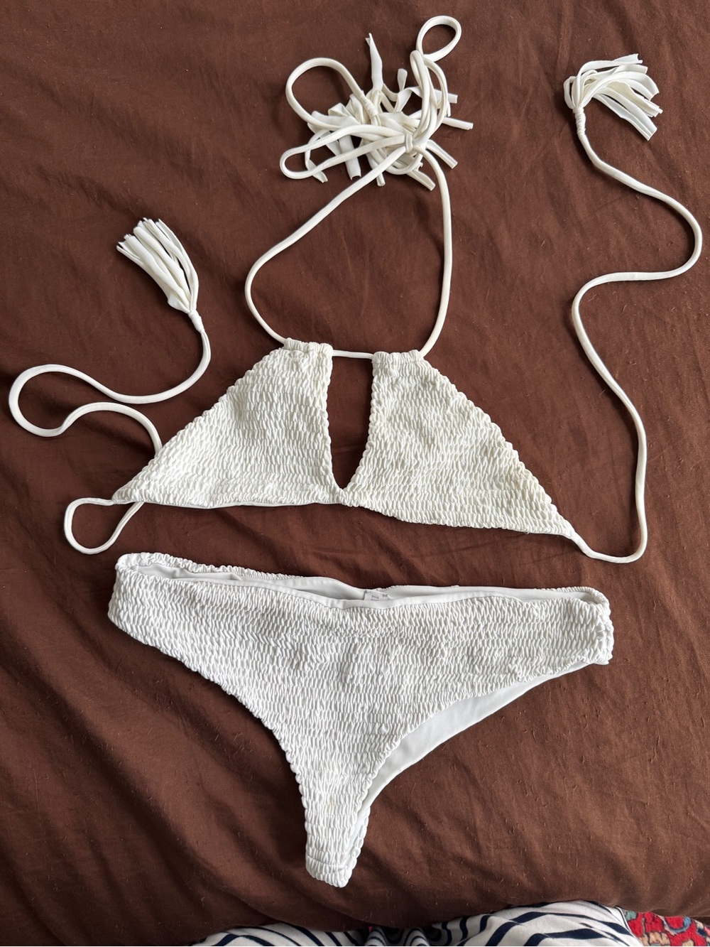 Indah White Smocked Halter Bikini